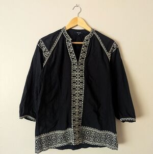 Madewell Black Embroidered Top